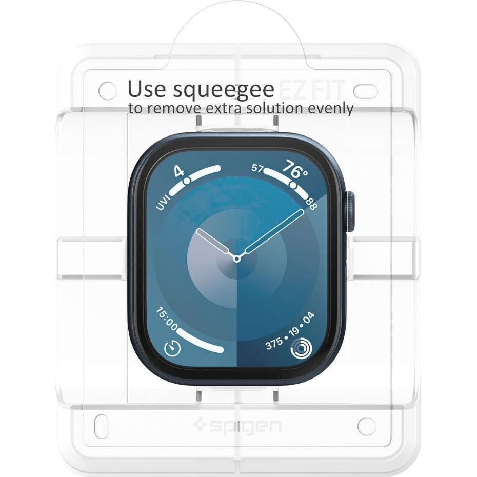 Hybridglas + Applikator für Apple Watch 10 46 mm, Spigen Elite Shield EZ Fit 2-Pack, Transparent