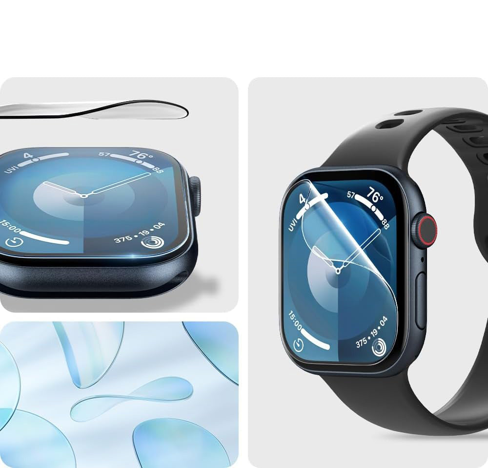 Hybridglas + Applikator für Apple Watch 10 46 mm, Spigen Elite Shield EZ Fit 2-Pack, Transparent