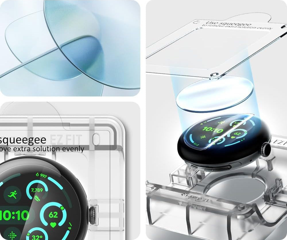 Bildschirmfolie + Applikator für Pixel Watch 4 / 3 (45 mm), Spigen Elite Shield EZ Fit 2-Pack, Transparent