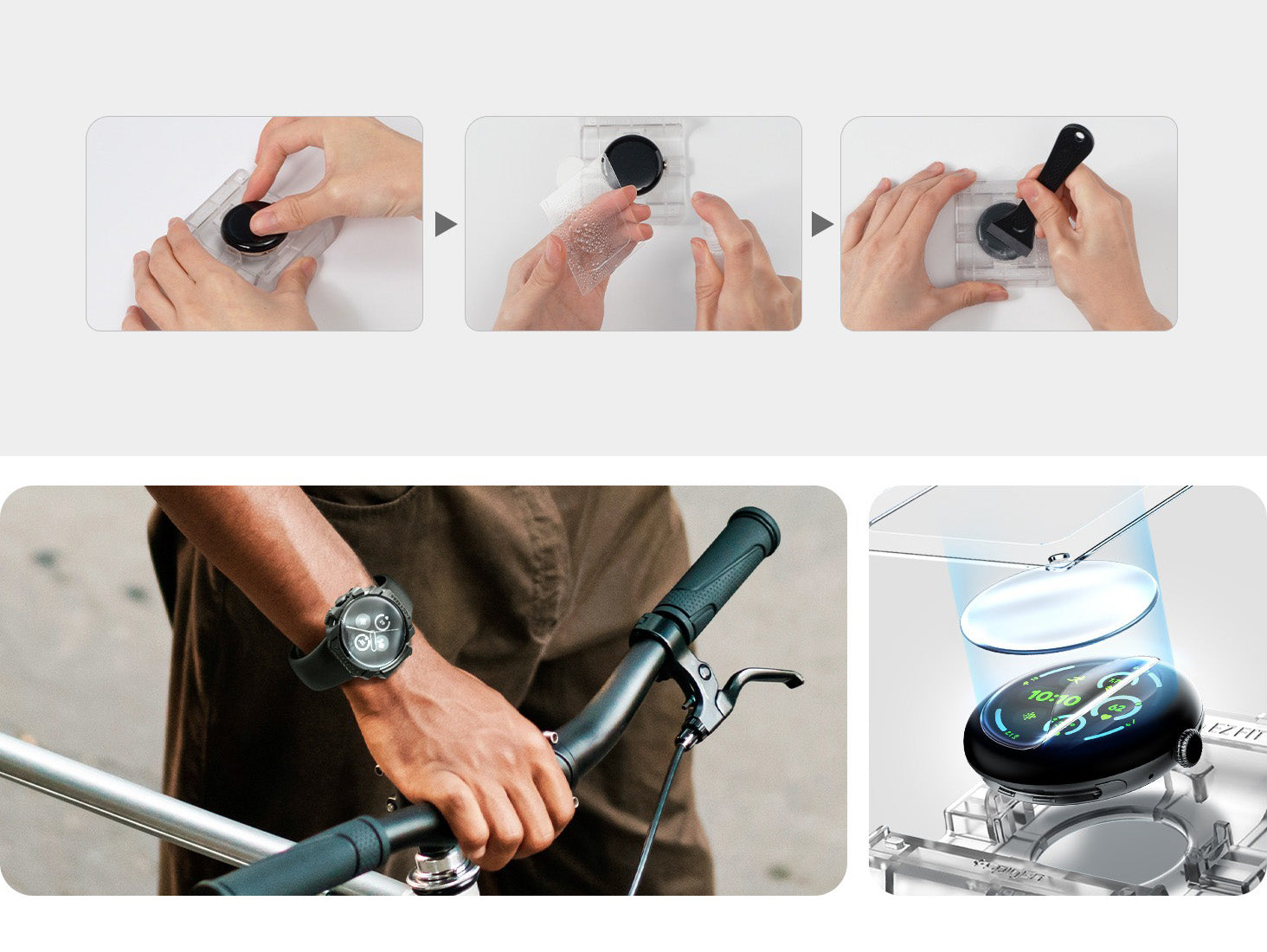 Bildschirmfolie + Applikator für Pixel Watch 4 / 3 (45 mm), Spigen Elite Shield EZ Fit 2-Pack, Transparent
