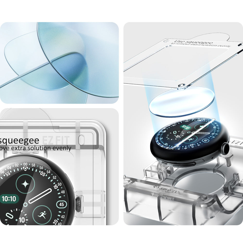 Bildschirmfolie + Applikator für Pixel Watch 4 / 3 (41 mm), Spigen Elite Shield EZ Fit 2-Pack, Transparent