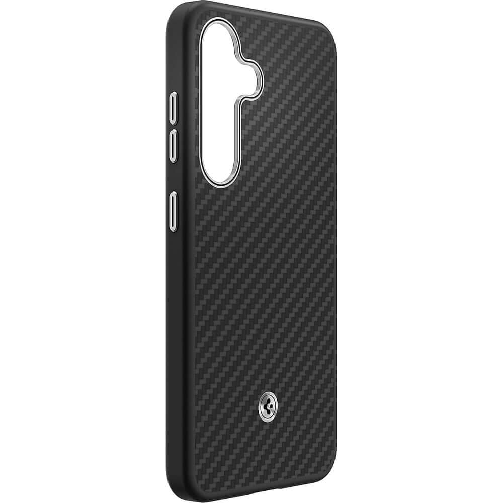 Magnetische-Handyhülle für Galaxy S25 Plus, Spigen Enzo Aramid, Schwarz-Silbern