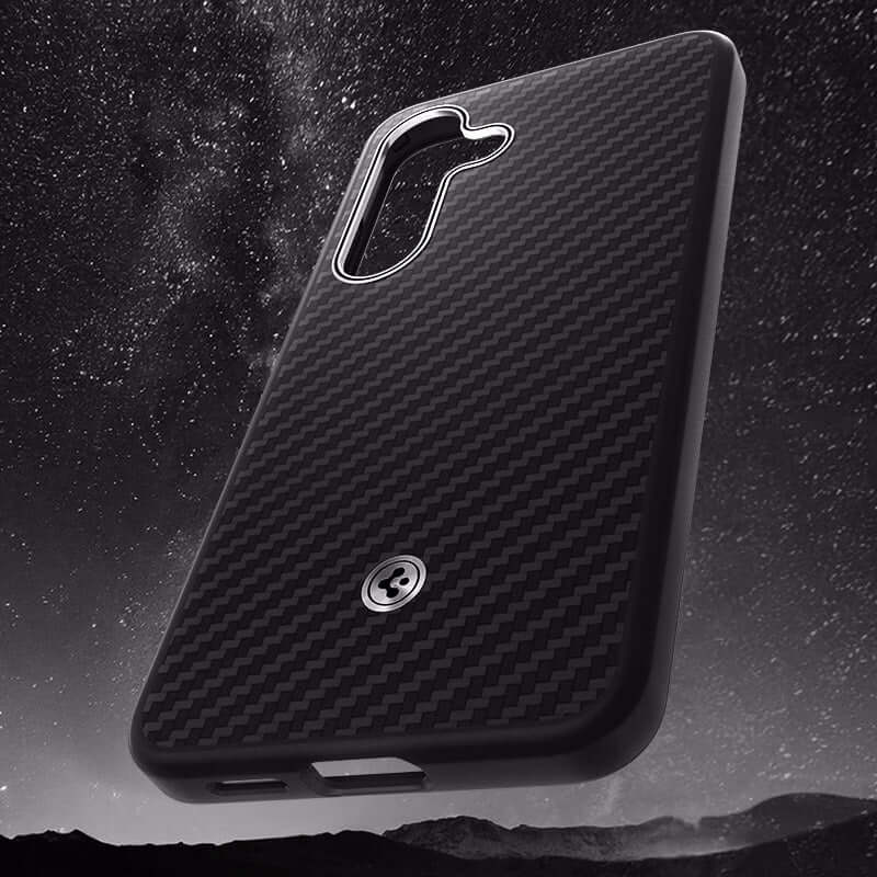 Magnetische-Handyhülle für Galaxy S25 Plus, Spigen Enzo Aramid, Schwarz-Silbern