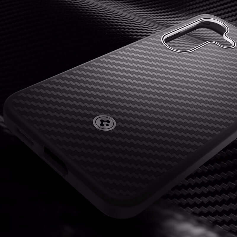 Magnetische-Handyhülle für Galaxy S25 Plus, Spigen Enzo Aramid, Schwarz-Silbern