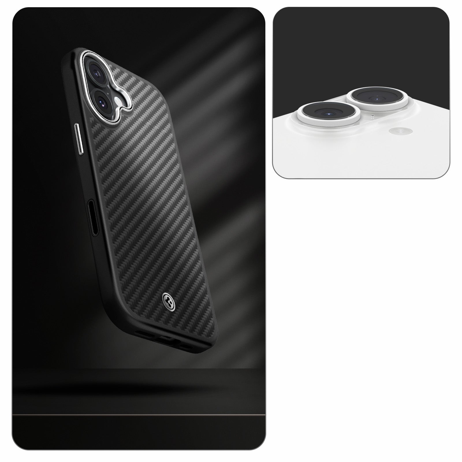 Handyhülle für iPhone 17, Spigen Enzo Aramid T Mag (CC) mit MagSafe, Schwarz-Silbern