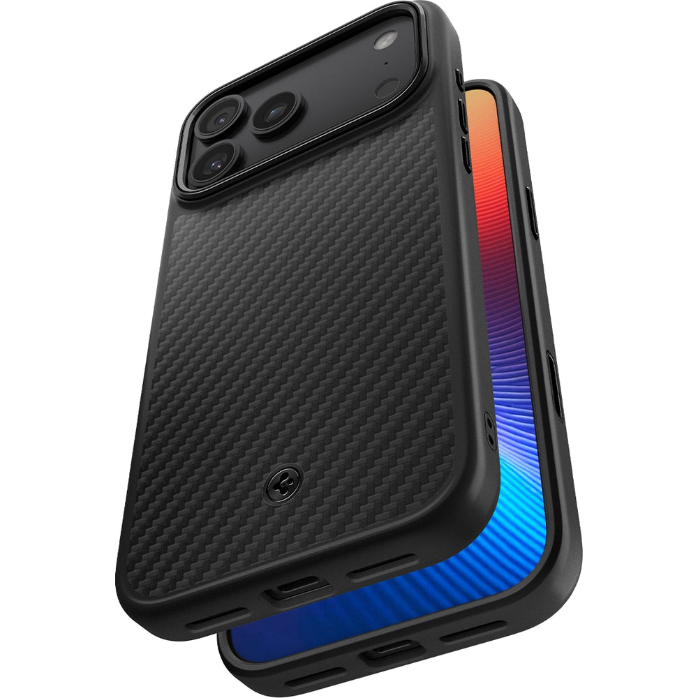 Handyhülle für iPhone 17 Pro, Spigen Enzo Aramid T Mag (CC) mit MagSafe, Schwarz