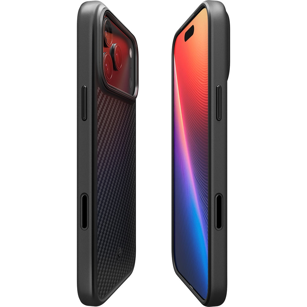 Handyhülle für iPhone 17 Pro, Spigen Enzo Aramid T Mag (CC) mit MagSafe, Schwarz