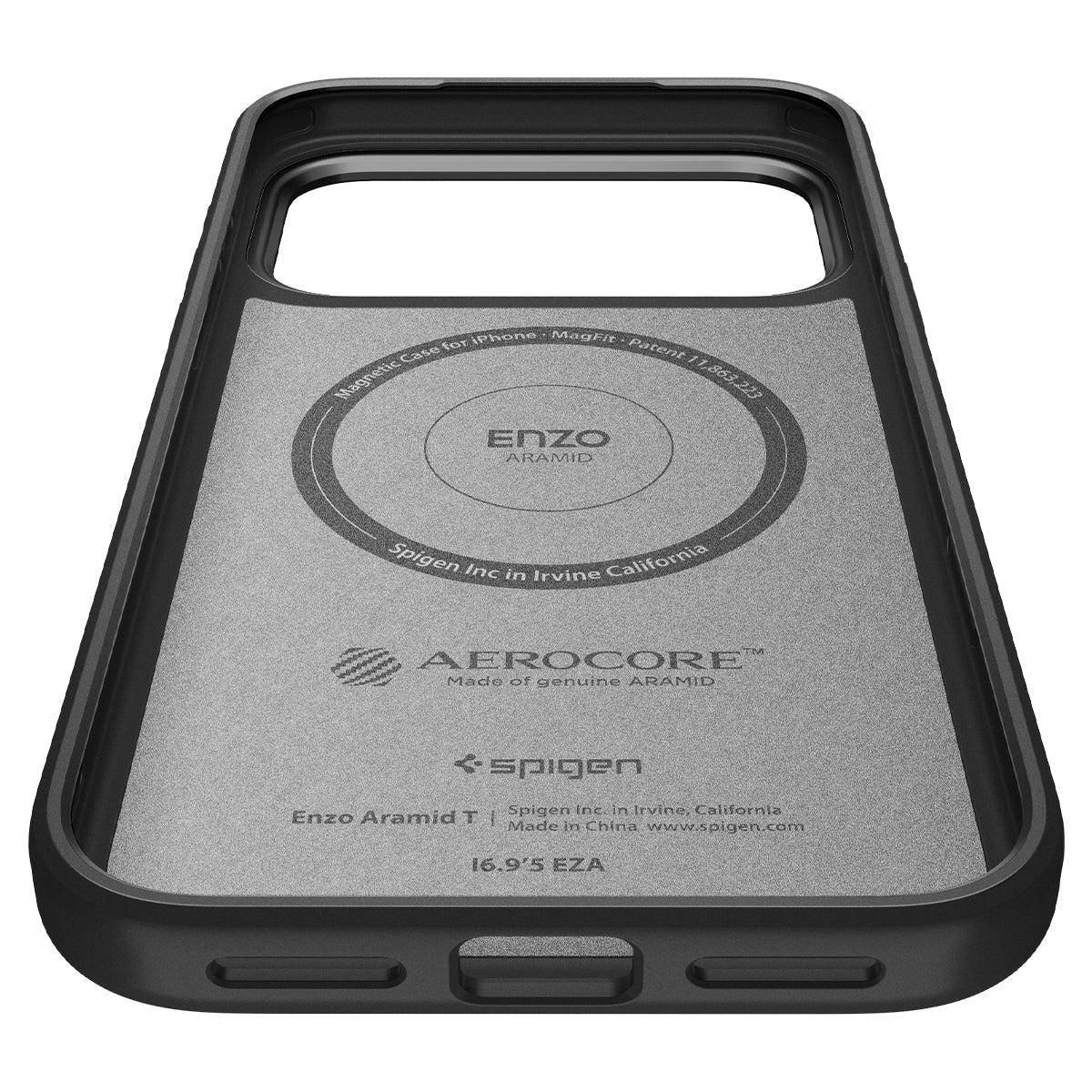 Handyhülle für iPhone 17 Pro, Spigen Enzo Aramid T Mag (CC) mit MagSafe, Schwarz