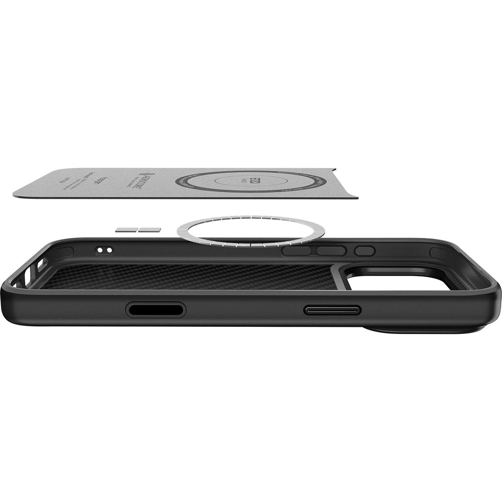Handyhülle für iPhone 17 Pro, Spigen Enzo Aramid T Mag (CC) mit MagSafe, Schwarz