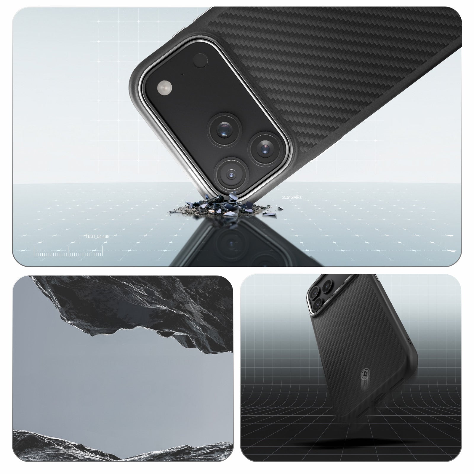 Handyhülle für iPhone 17 Pro, Spigen Enzo Aramid T Mag (CC) mit MagSafe, Schwarz-Silbern
