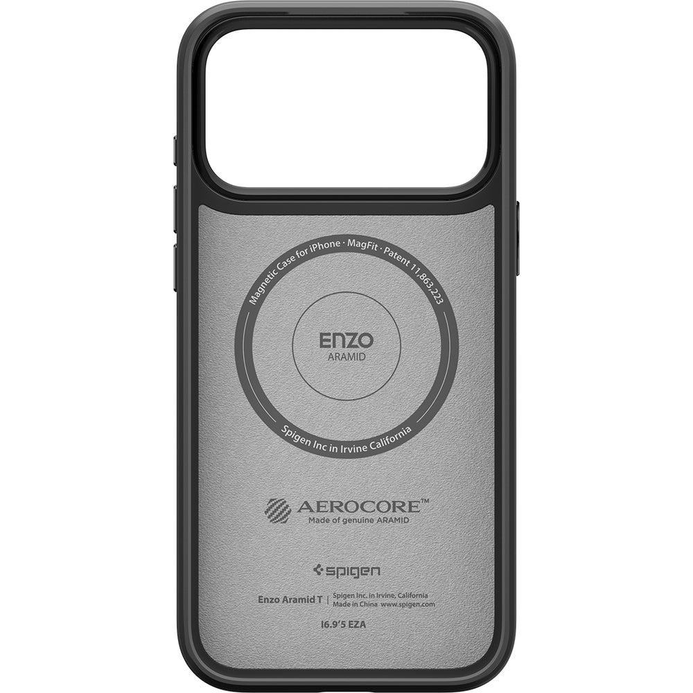 Handyhülle für iPhone 17 Pro Max, Spigen Enzo Aramid T Mag (CC) mit MagSafe, Schwarz