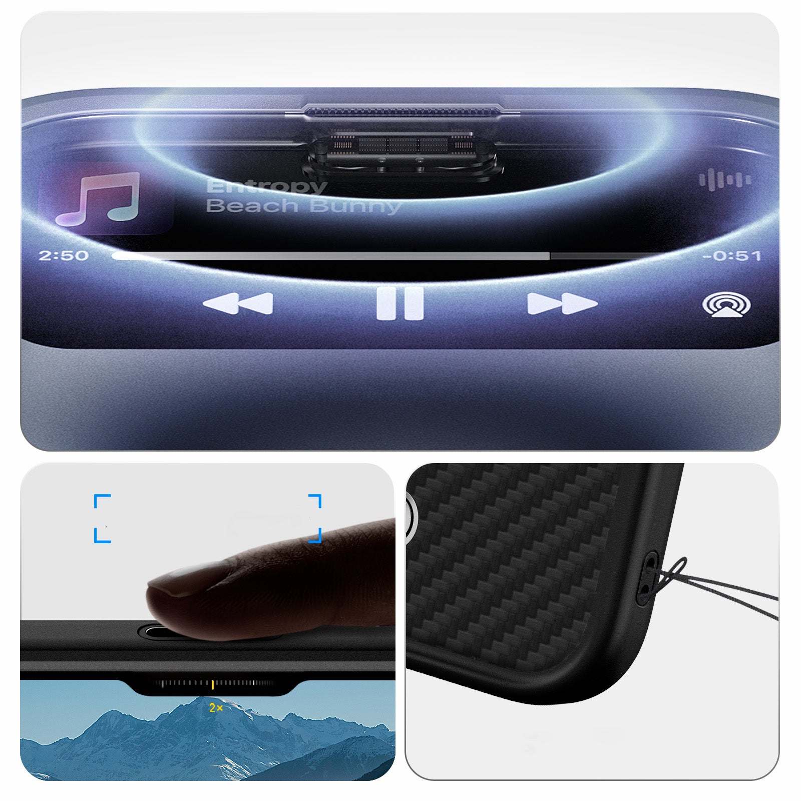 Handyhülle für iPhone 17 Pro Max, Spigen Enzo Aramid T Mag (CC) mit MagSafe, Schwarz-Silbern