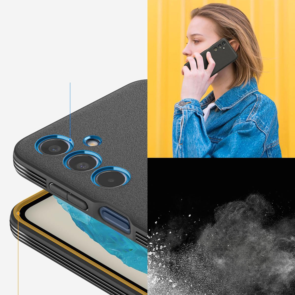 Handyhülle für Galaxy M35 5G, Spigen Essential SandBlast, Schwarz und Matte