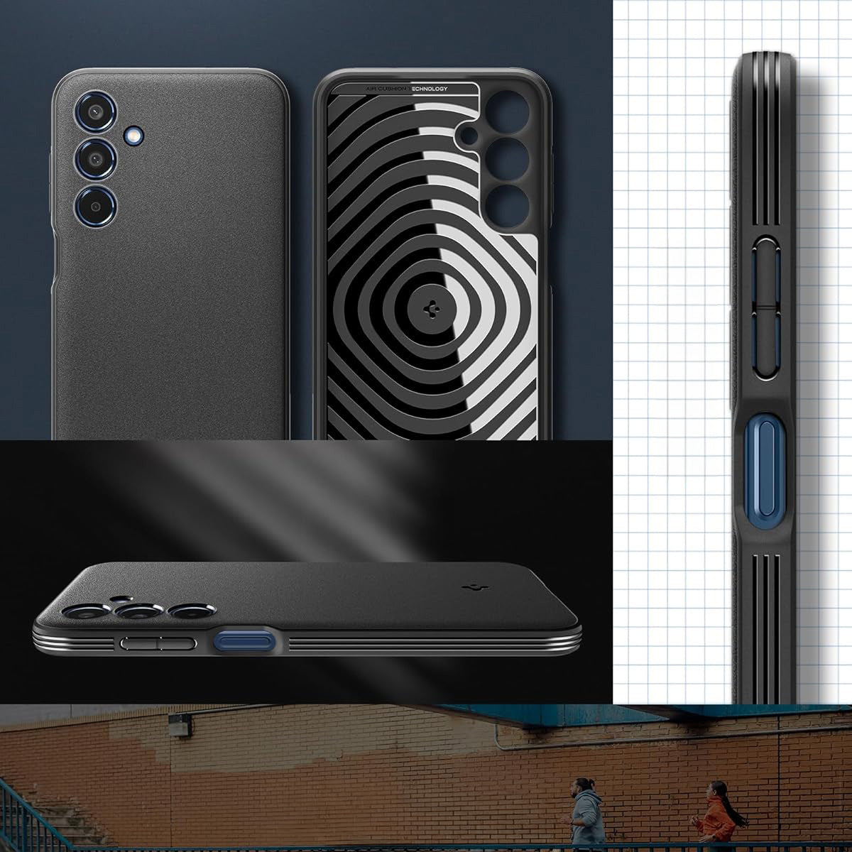 Handyhülle für Galaxy M35 5G, Spigen Essential SandBlast, Schwarz und Matte
