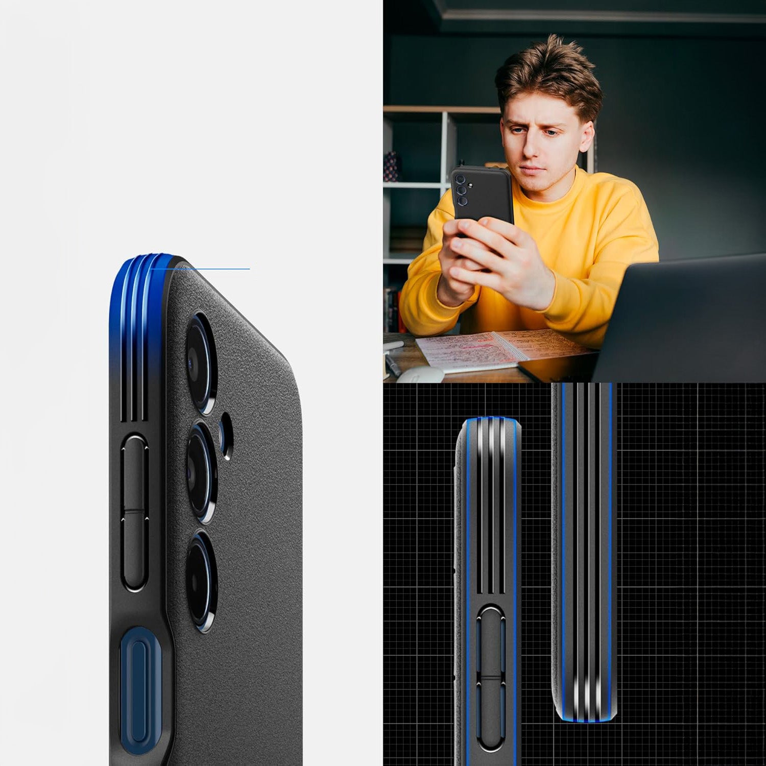 Handyhülle für Galaxy M35 5G, Spigen Essential SandBlast, Schwarz und Matte