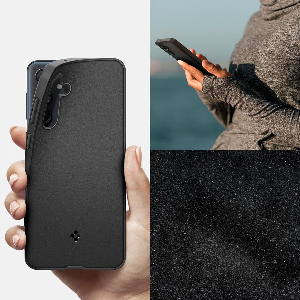 Schutzhülle für Galaxy M55 5G, Spigen Essential SandBlast, Schwarz und Matte