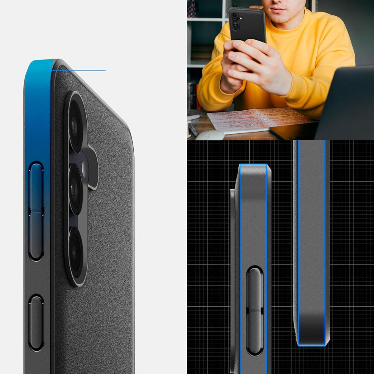 Schutzhülle für Galaxy M55 5G, Spigen Essential SandBlast, Schwarz und Matte