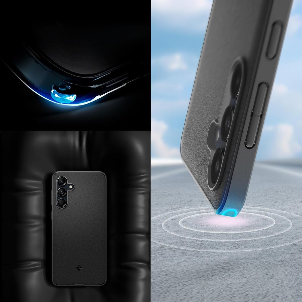 Schutzhülle für Galaxy M55 5G, Spigen Essential SandBlast, Schwarz und Matte