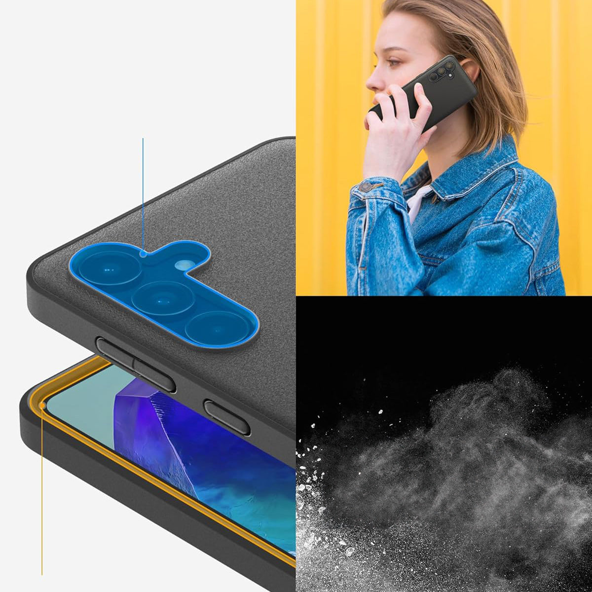 Schutzhülle für Galaxy M55 5G, Spigen Essential SandBlast, Schwarz und Matte