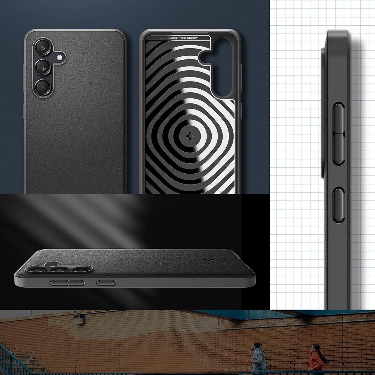 Schutzhülle für Galaxy M55 5G, Spigen Essential SandBlast, Schwarz und Matte