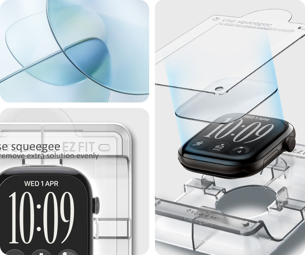 Bildschirmfolie + Applikator für Apple Watch Series 12 42mm, Spigen Elite Shield EZ Fit 2-Pack (6/11)