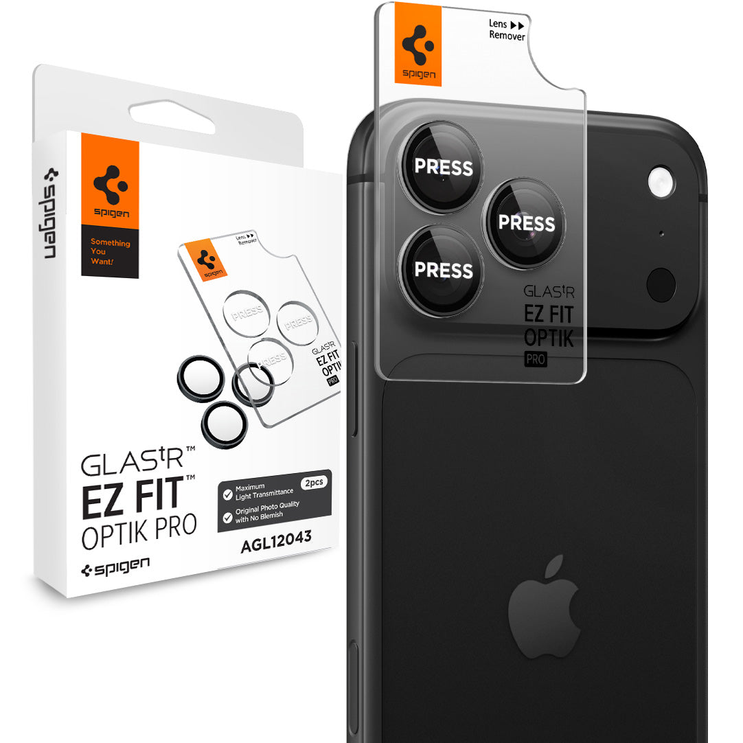 Glas für die Kamera für iPhone 18 Pro Max / 18 Pro, Spigen Glas.tR EZ Fit Optik Pro 2-Pack, Dunkelgrau (1/11)