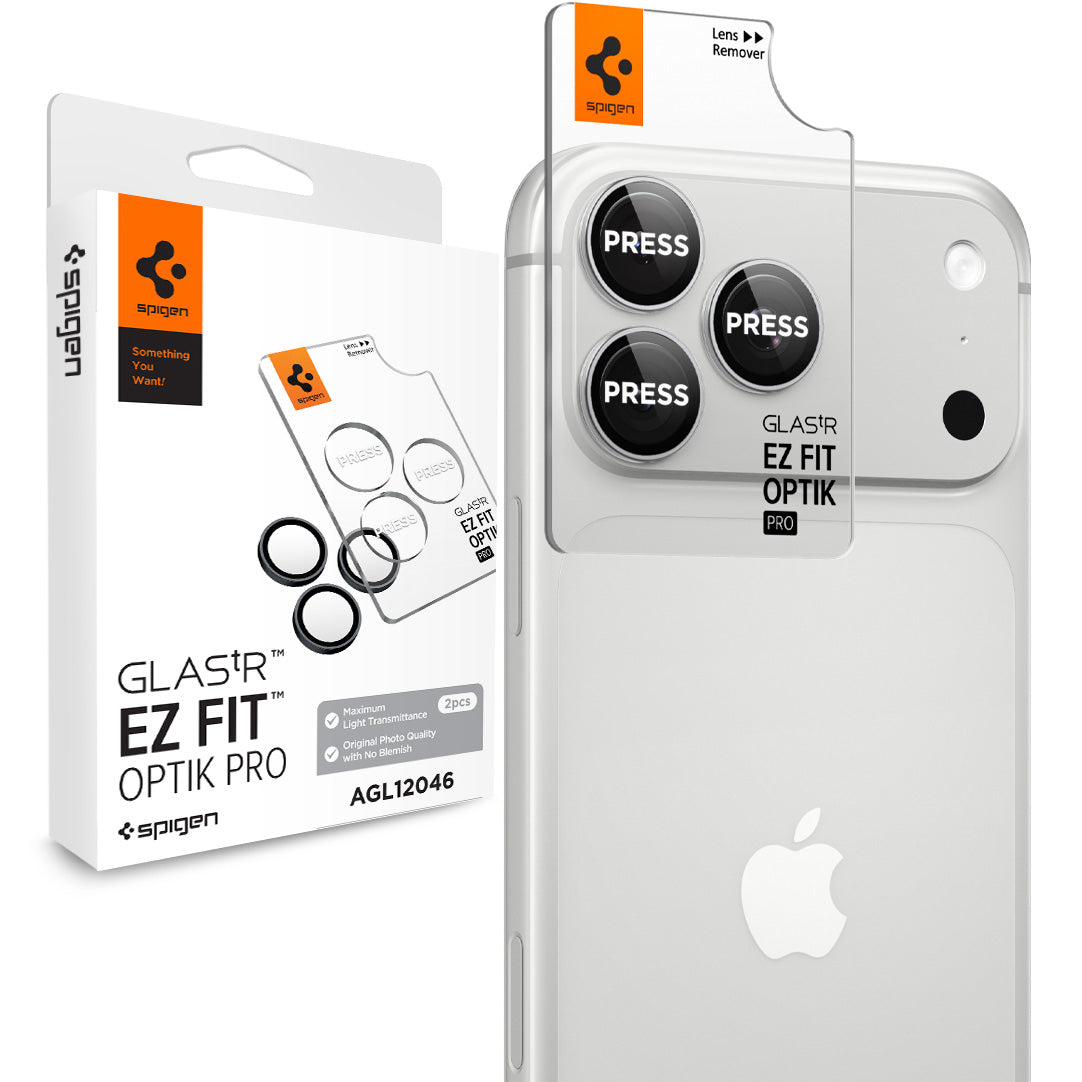 Glas für die Kamera für iPhone 18 Pro Max / 18 Pro, Spigen Glas.tR EZ Fit Optik Pro 2-Pack, Silbern (1/11)