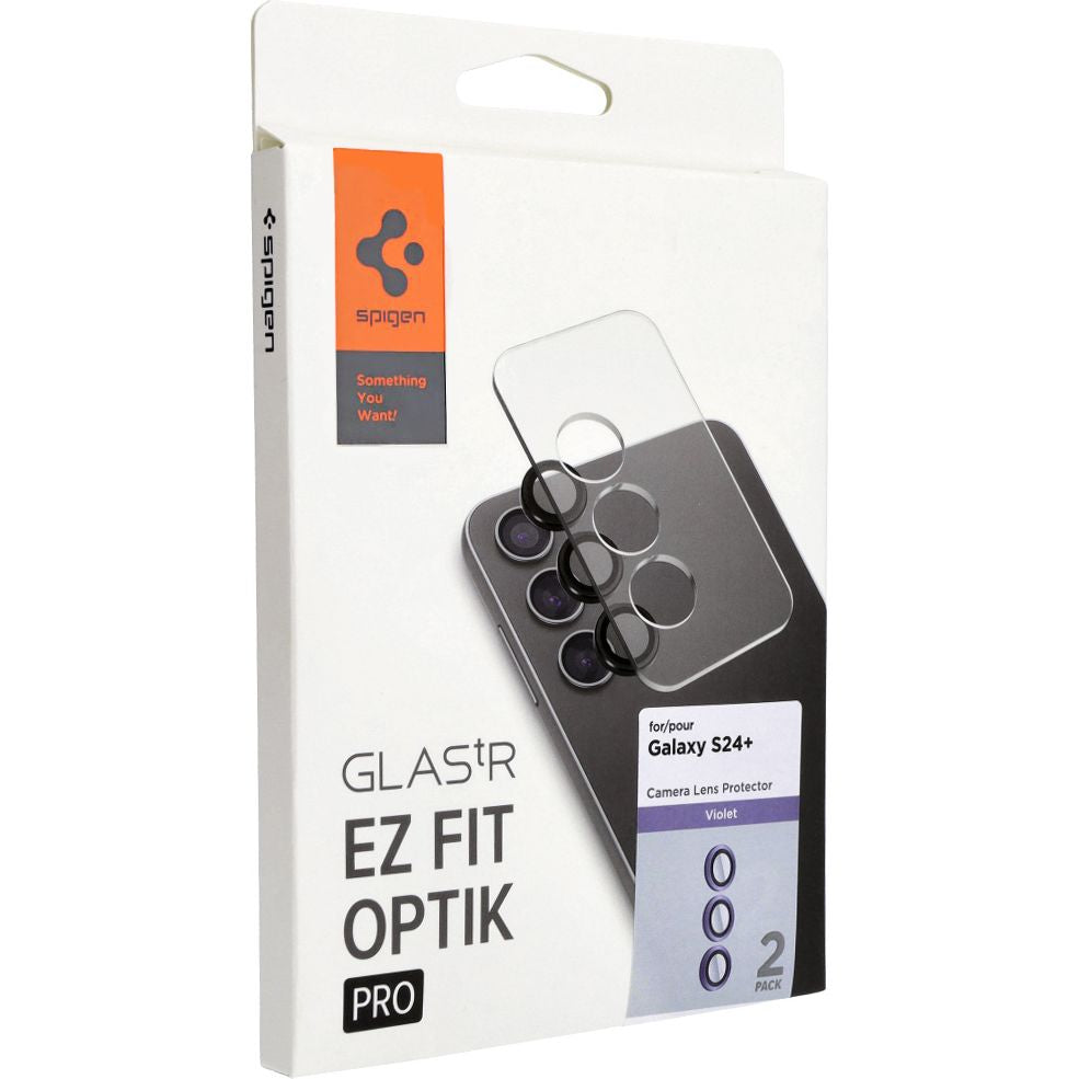 Glas für die Kamera für Galaxy S24 Plus, Spigen Glas.tR Ez Fit Optik Pro 2-Pack, Violett