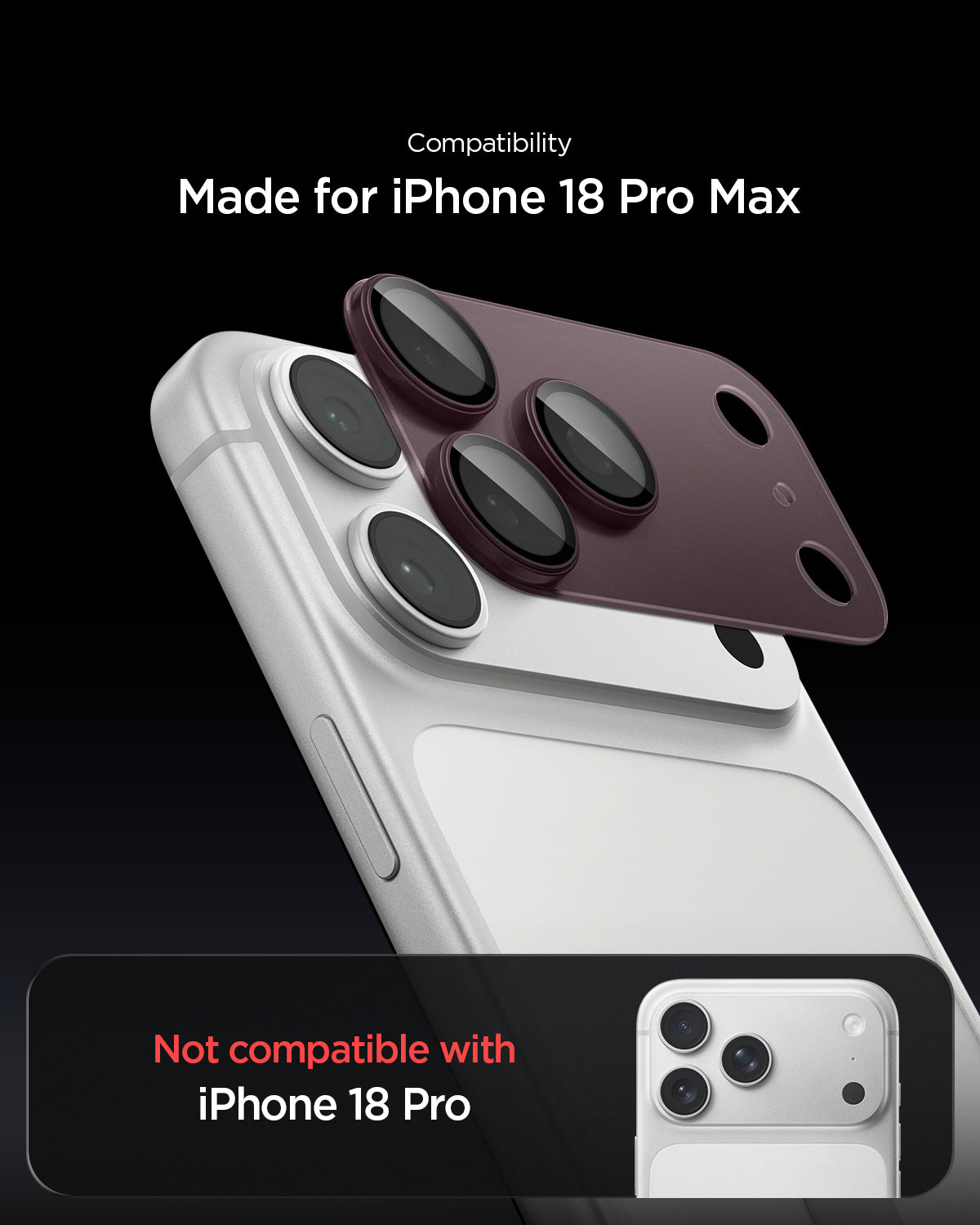 Glas für die Kamera für iPhone 18 Pro Max, Spigen Glas.tR Ez Fit Optik Pro XL 1-Pack, Rotwein (6/15)