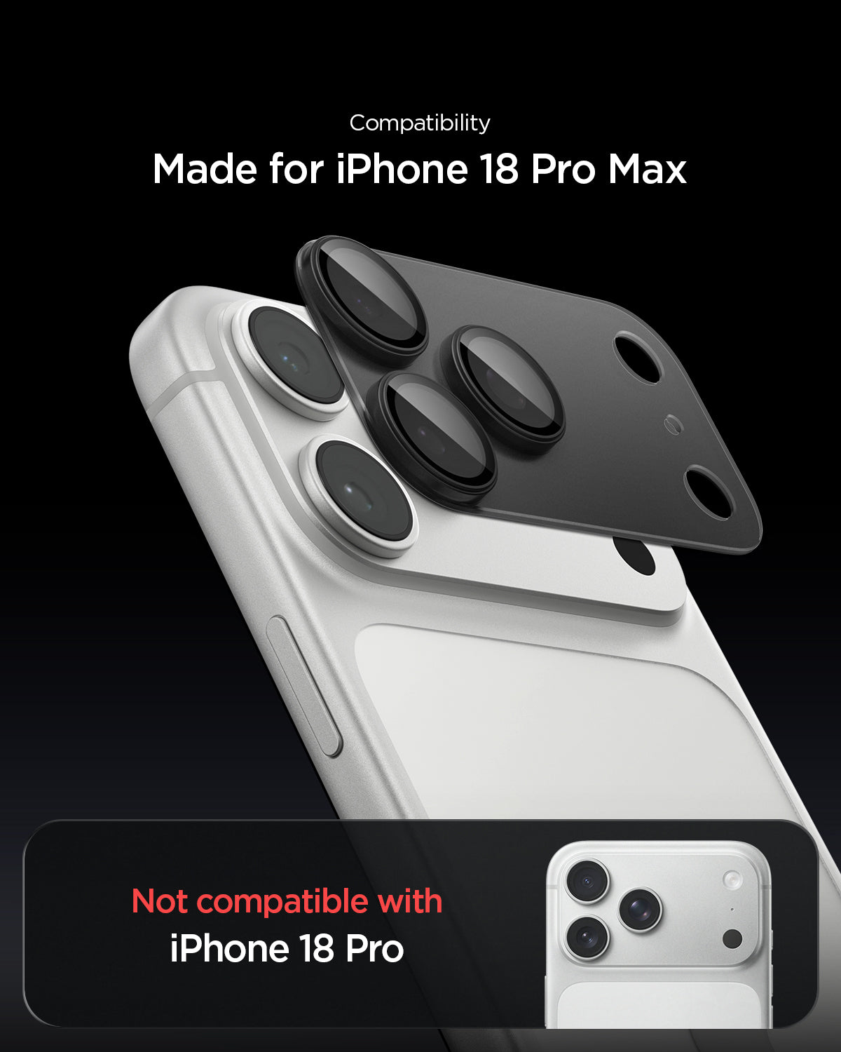 Glas für die Kamera für iPhone 18 Pro Max, Spigen Glas.tR Ez Fit Optik Pro XL 1-Pack, Dunkelgrau (6/15)