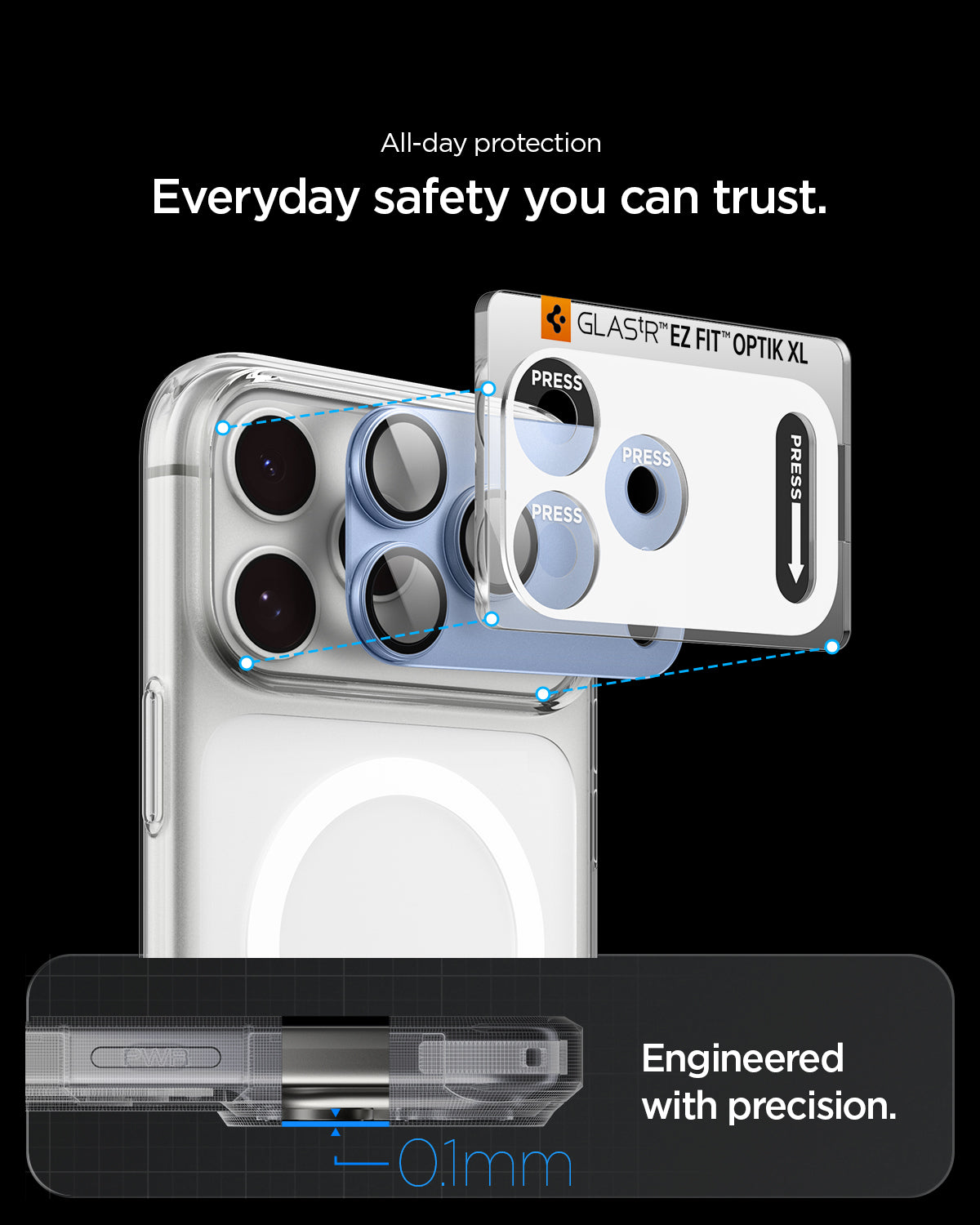 Glas für die Kamera für iPhone 18 Pro Max, Spigen Glas.tR Ez Fit Optik Pro XL 1-Pack, Blau (2/15)