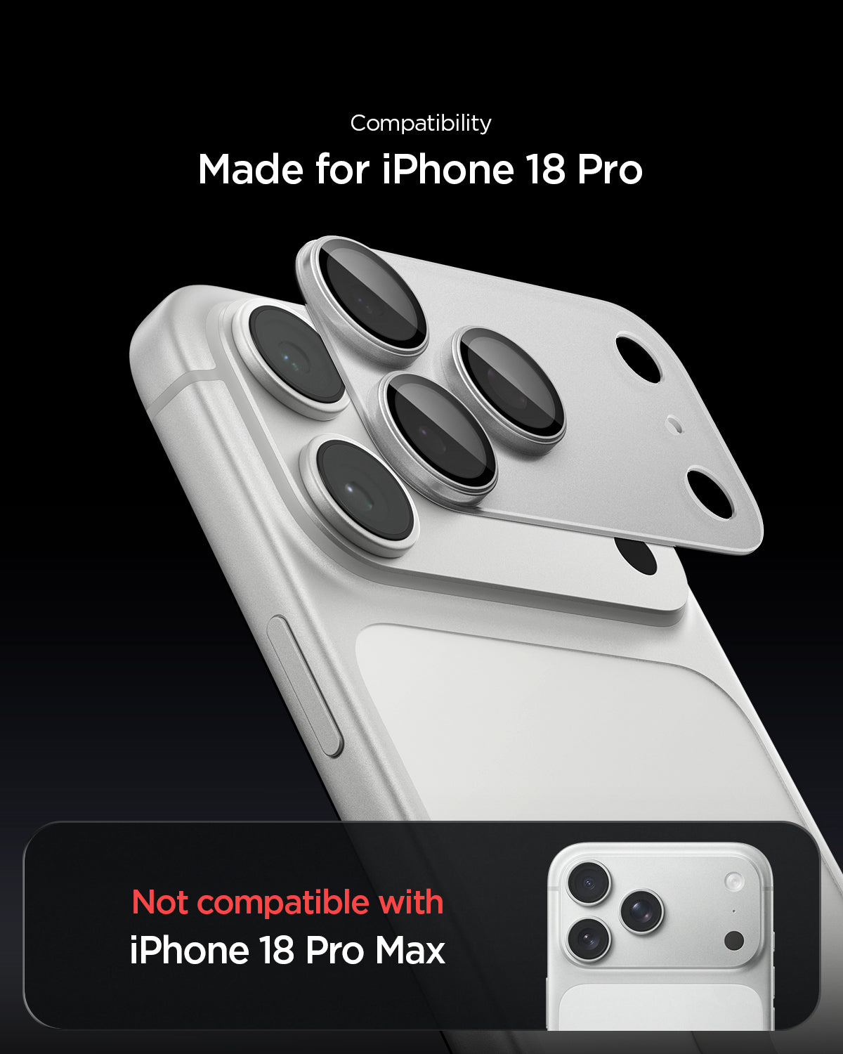 Glas für die Kamera für iPhone 18 Pro, Spigen Glas.tR Ez Fit Optik Pro XL 1-Pack, Silbern (6/15)
