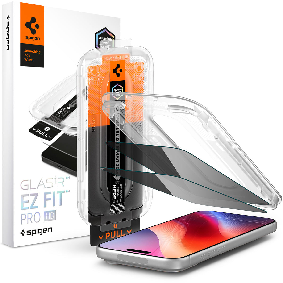 Glas + Applikator für iPhone 18 Pro Max, Spigen Glas.tR EZ Fit Pro (AC) Privacy 2-Pack (1/14)