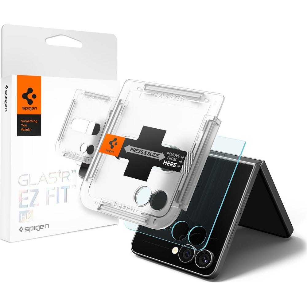 Glas für die Handyhülle für Galaxy Z Flip7, Spigen Glas.tR EZ Fit, Transparent