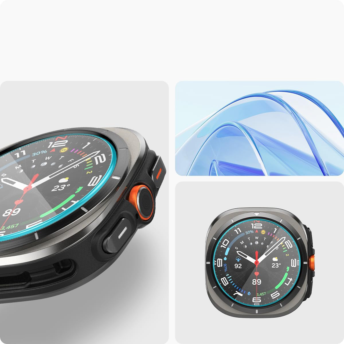 Glas für die Schutzhülle für Galaxy Watch Ultra 47mm, Spigen Glas.tR EZ Fit 2-Pack