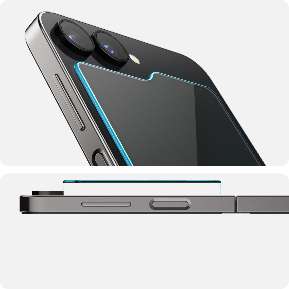 Glas für die Handyhülle für Galaxy Z Flip7 FE / Z Flip6, Spigen Glas.tR EZ Fit 2-Pack, Transparent