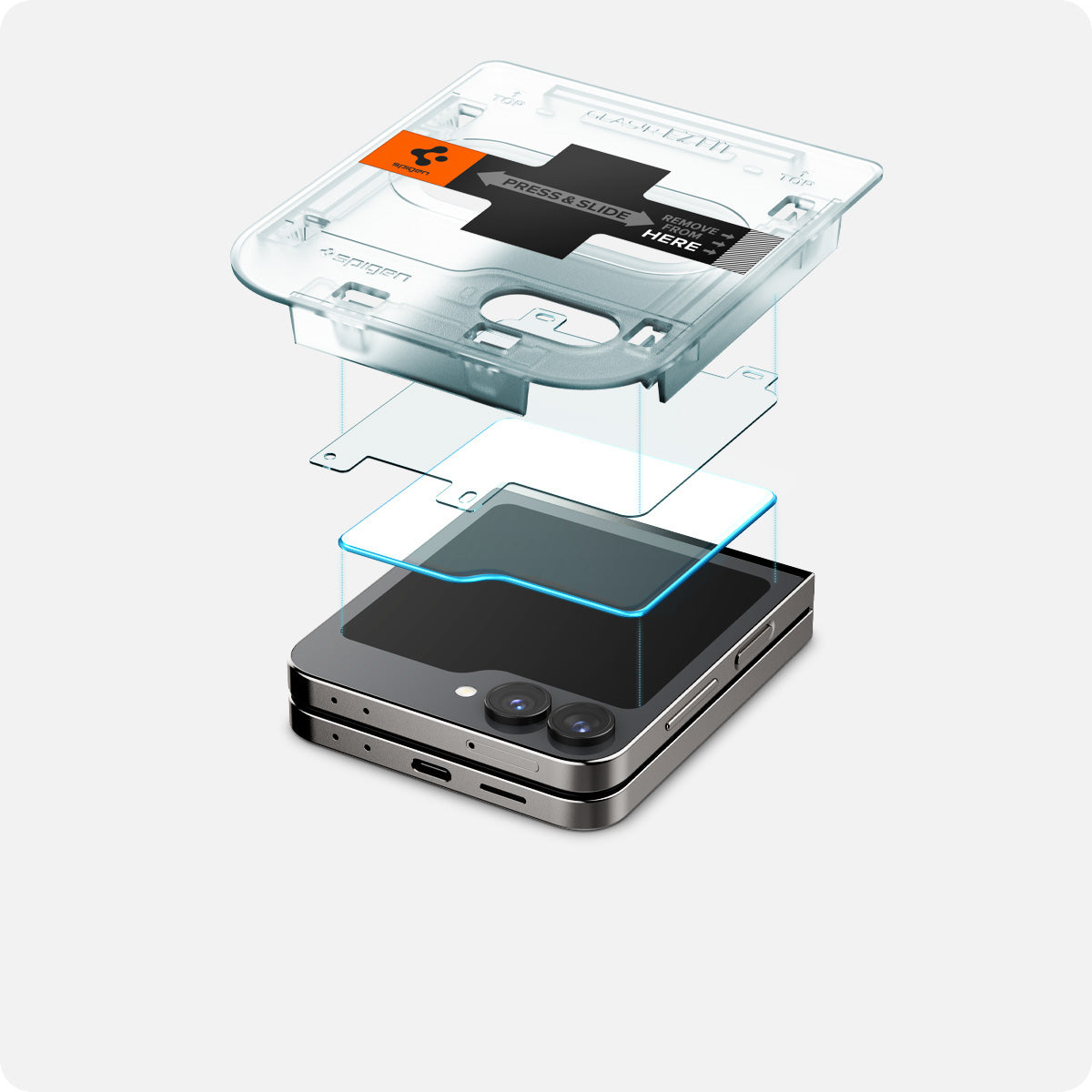 Glas für die Handyhülle für Galaxy Z Flip7 FE / Z Flip6, Spigen Glas.tR EZ Fit 2-Pack, Transparent