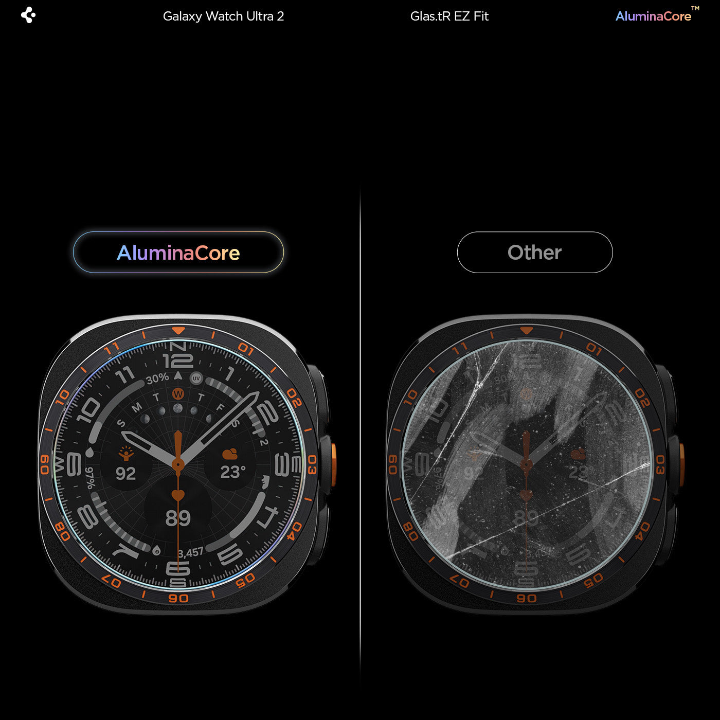 Hybridglas für Galaxy Watch Ultra 2 47 mm, Spigen Glas.tR EZ Fit AC 2-Pack mit Applikator