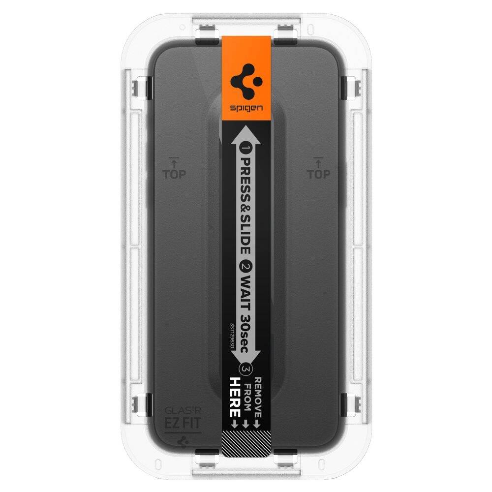 Glas für die Schutzhülle Spigen Glas.tR EZ Fit FC 2-Pack für iPhone 15 Plus, mit schwarzem Rahmen