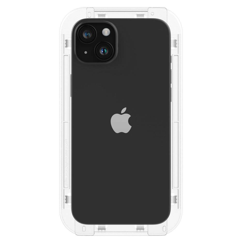 Glas für die Schutzhülle Spigen Glas.tR EZ Fit FC 2-Pack für iPhone 15 Plus, mit schwarzem Rahmen