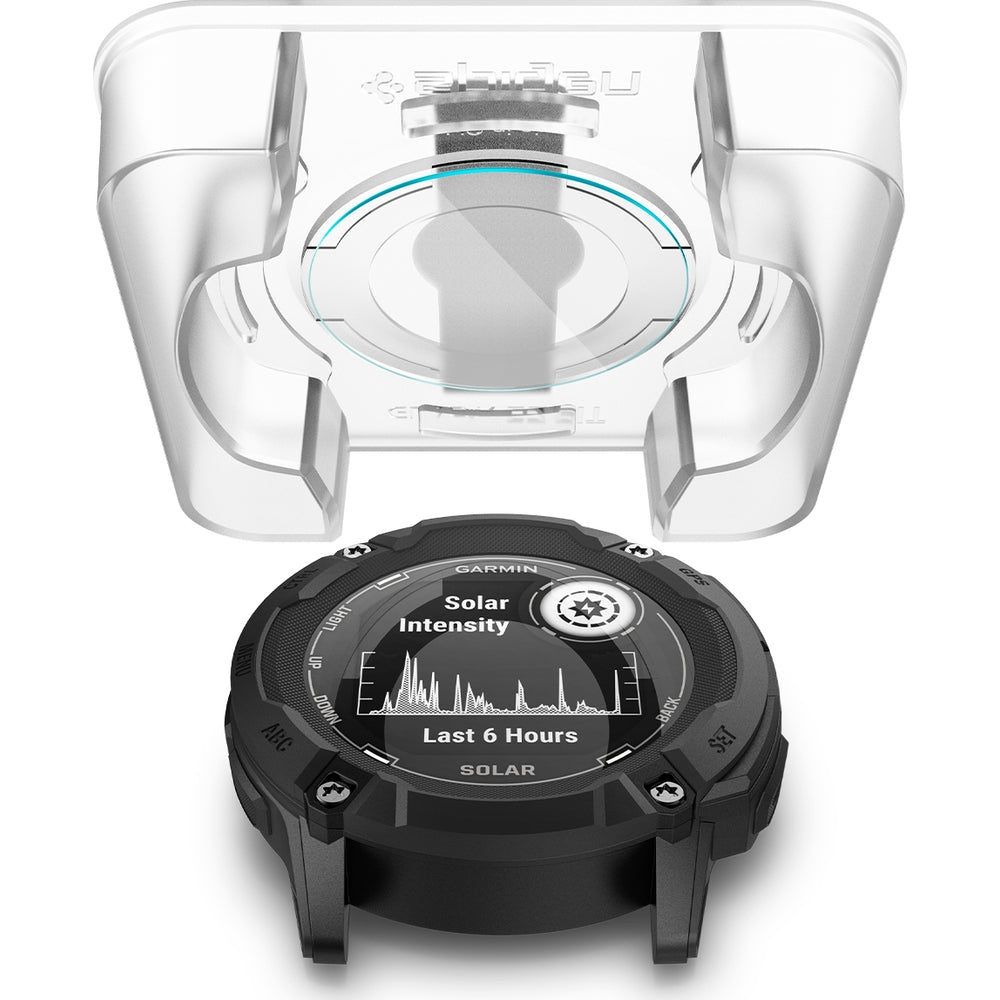 Glas für die Schutzhülle für Garmin Instinct 2X Solar, Spigen Glas.tR EZ Fit 2-Pack