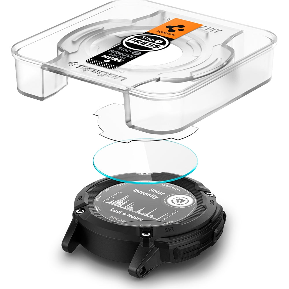 Glas für die Schutzhülle für Garmin Instinct 2X Solar, Spigen Glas.tR EZ Fit 2-Pack