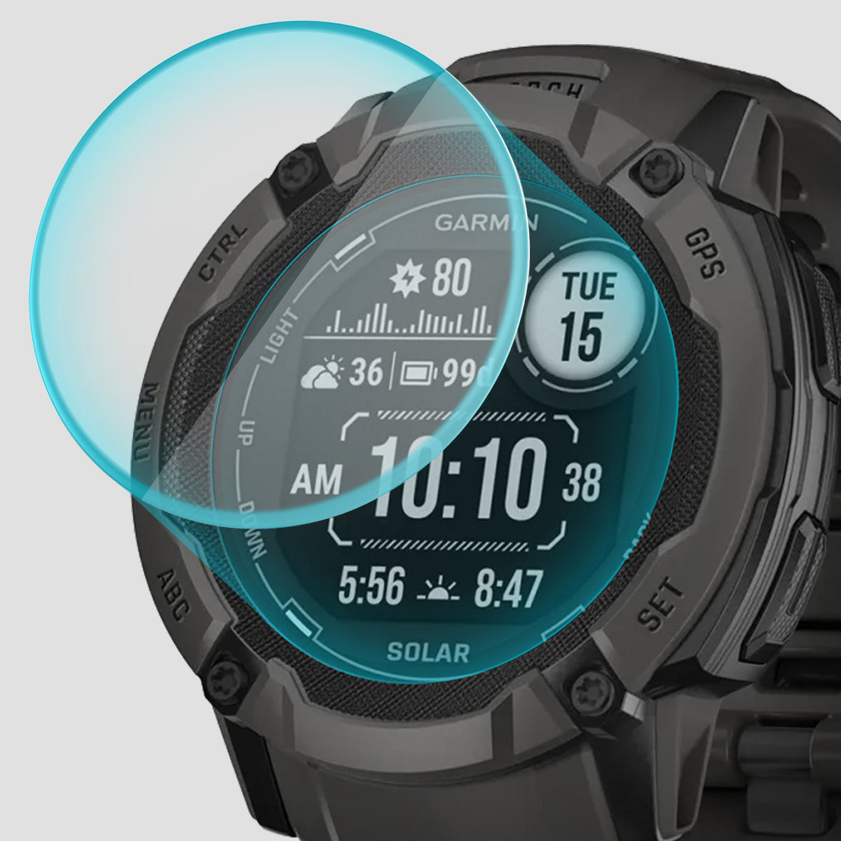 Glas für die Schutzhülle für Garmin Instinct 2X Solar, Spigen Glas.tR EZ Fit 2-Pack