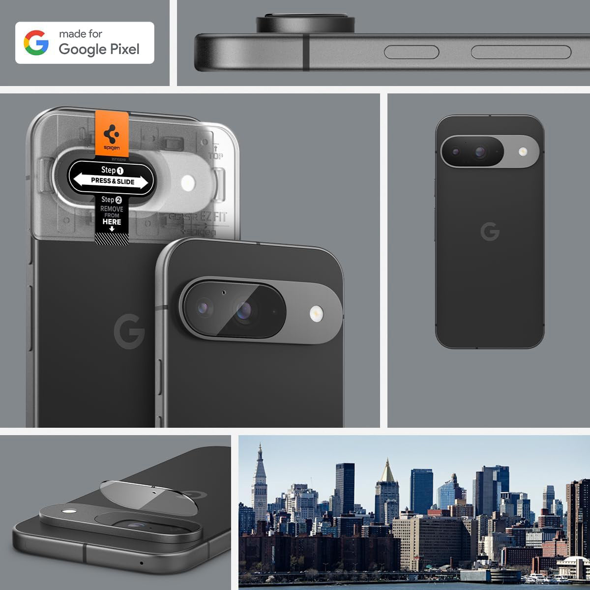 Glas für die Kamera für Google Pixel 9, Spigen Glas.tR Ez Fit Optik 2-Pack, Transparent
