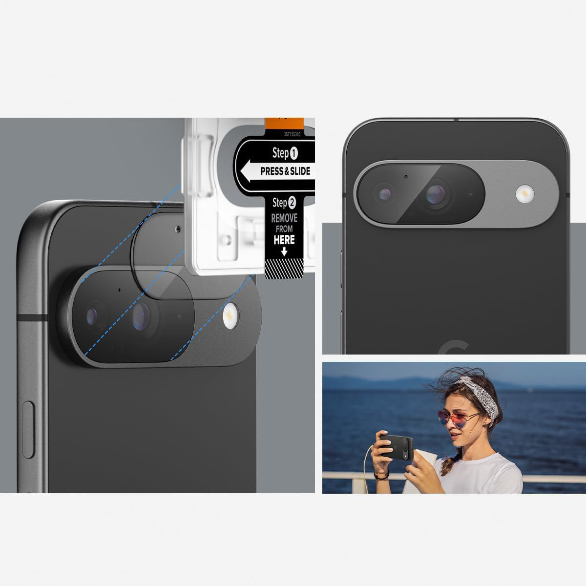 Glas für die Kamera für Google Pixel 9, Spigen Glas.tR Ez Fit Optik 2-Pack, Transparent
