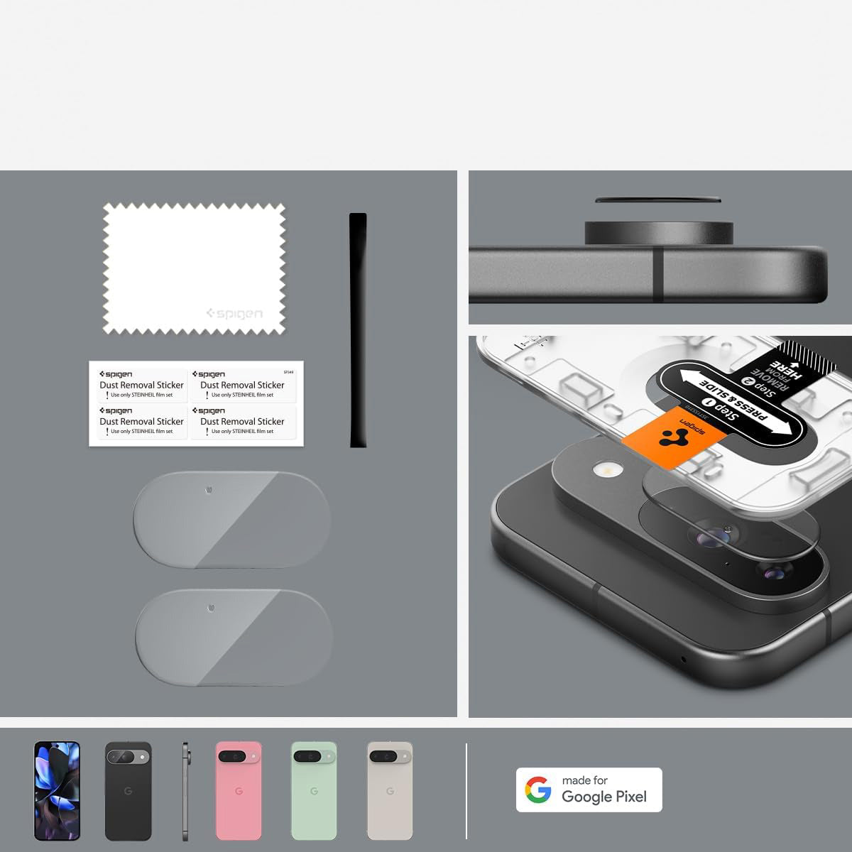 Glas für die Kamera für Google Pixel 9, Spigen Glas.tR Ez Fit Optik 2-Pack, Transparent
