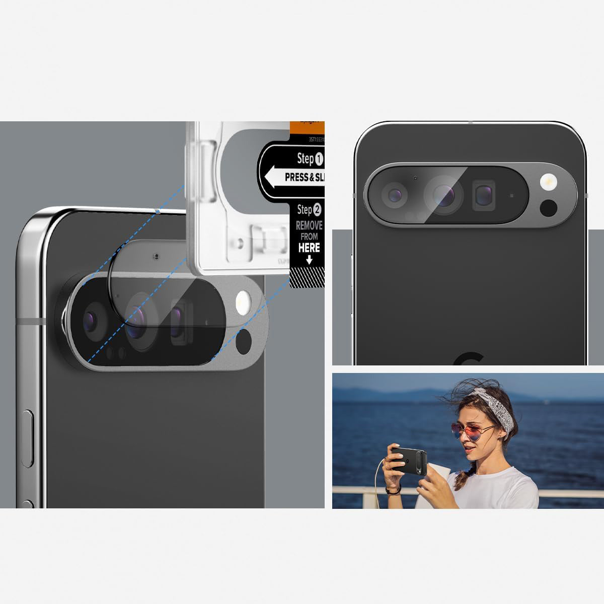 Glas für die Kamera für Google Pixel 9 Pro XL, Spigen Glas.tR EZ Fit Optik 2-Pack, Transparent