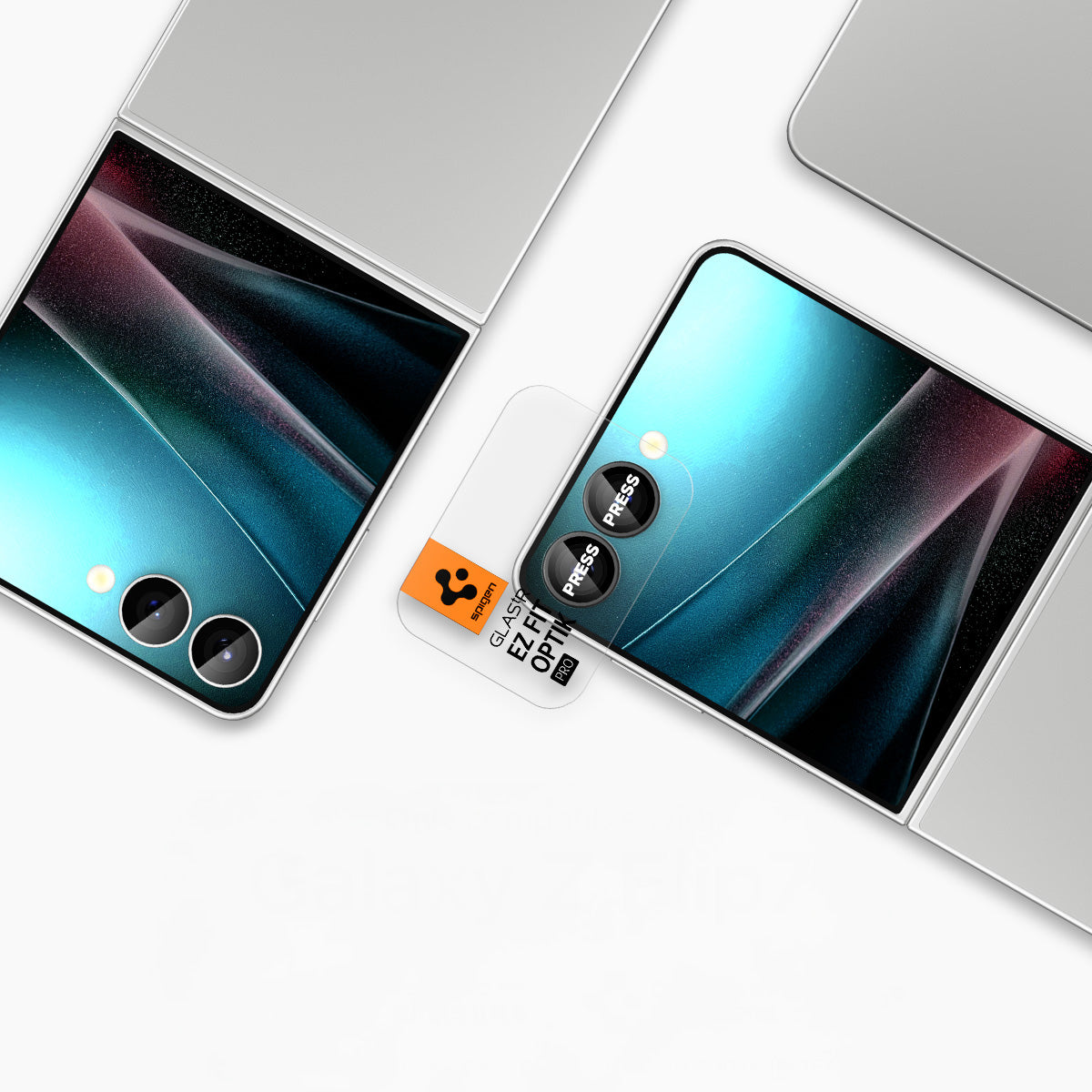 Glas für die Kamera für Galaxy Z Flip7, Spigen Glas.tR EZ Fit Optik Pro 2-Pack, Schwarz