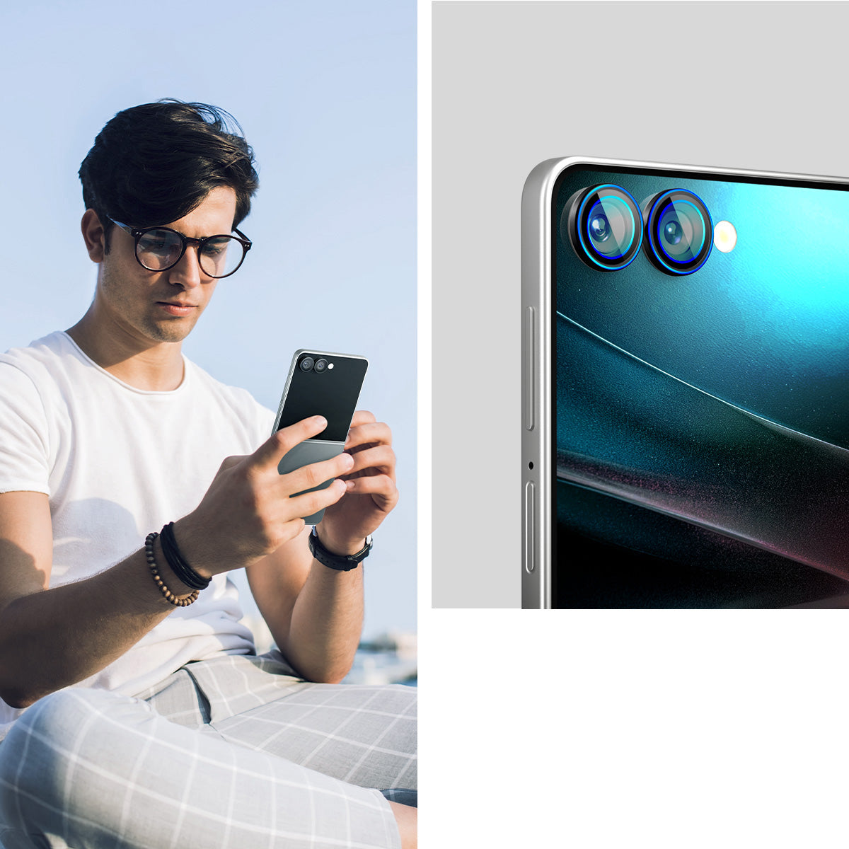 Glas für die Kamera für Galaxy Z Flip7, Spigen Glas.tR EZ Fit Optik Pro 2-Pack, Schwarz