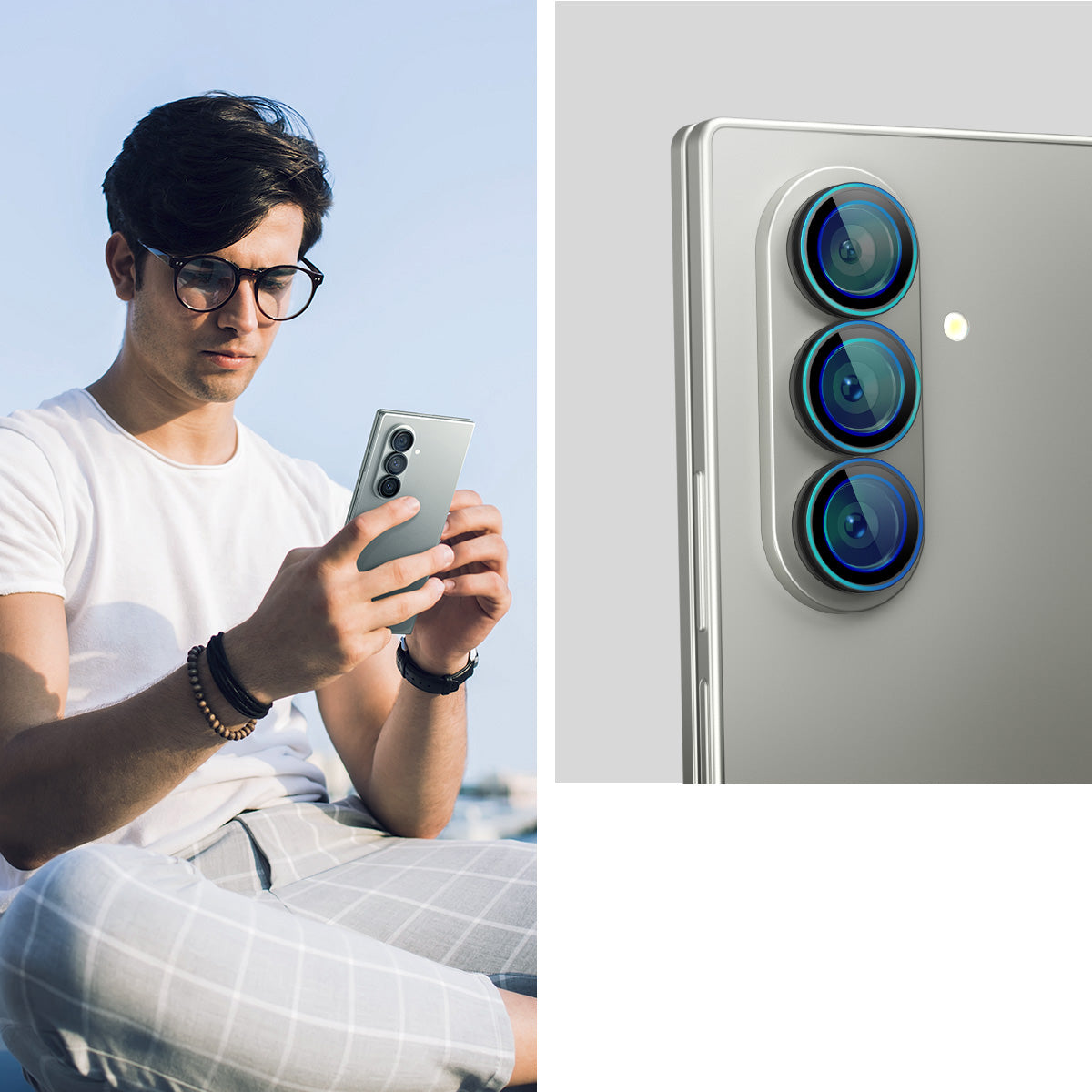 Glas für die Kamera für Galaxy Z Fold7, Spigen Glas.tR Ez Fit Optik Pro 2-Pack, Schwarz